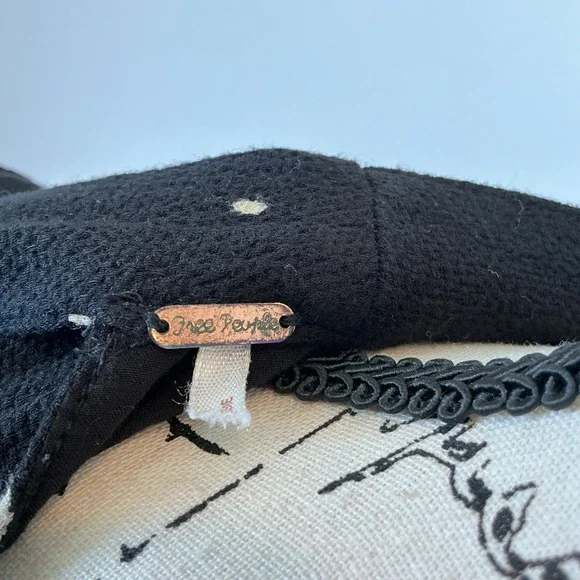 Free People Mini Dress Polka Dot Tie Neck Short Sleeve Black S - Picture 6 of 7